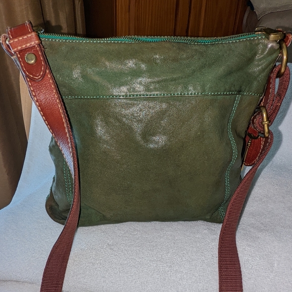 Vintage green leather Long Live Vintage crossbody bag. - Picture 2 of 13